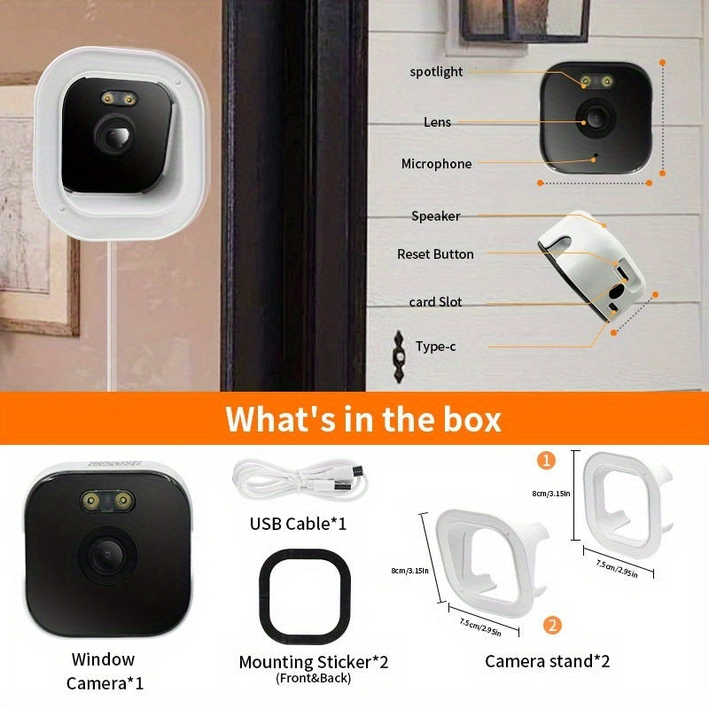 Night Vision Window Mount Smart Panoramic Camera for Home Security, HD Surveillance Camera