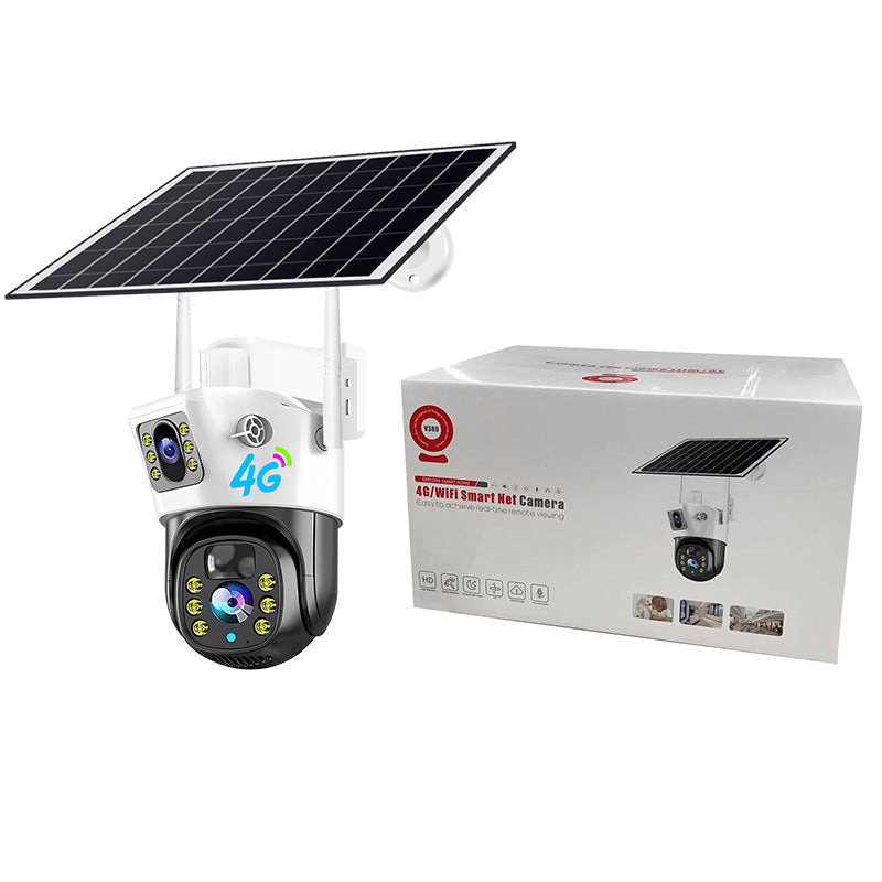 V380PRO 4G Solar Camera 4MP Dual Lens Home Security Camera With Solar Panel