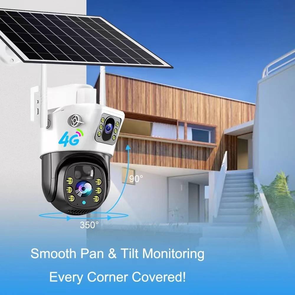 V380PRO 4G Solar Camera 4MP Dual Lens Home Security Camera With Solar Panel