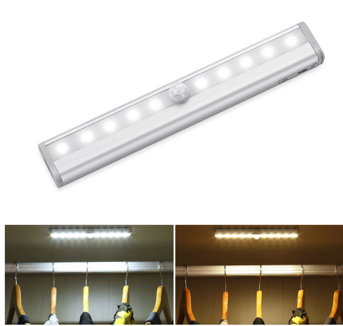 Carbinet Light Infrared PIR Motion Sensor LED Auto On/Off Battery Operated Night Light Closet Wardrobe Lamp