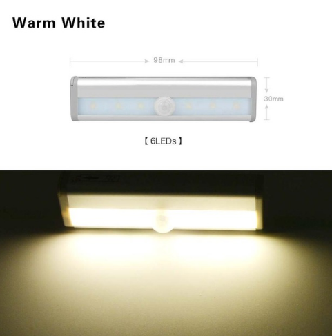 Carbinet Light Infrared PIR Motion Sensor LED Auto On/Off Battery Operated Night Light Closet Wardrobe Lamp