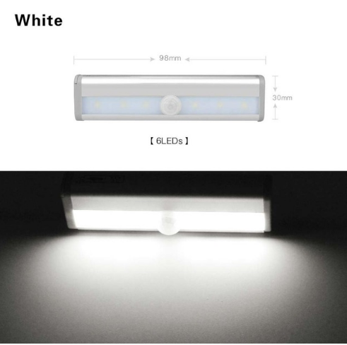 Carbinet Light Infrared PIR Motion Sensor LED Auto On/Off Battery Operated Night Light Closet Wardrobe Lamp